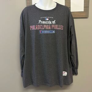 Authentic Majestic Heather Grey Philadelphia Phillies Long Sleeve T-Shirt- 2XL